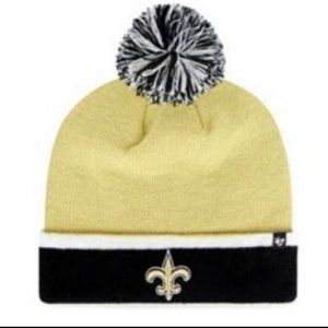 NEW New Orleans Saints NFL Baraka Gold Cuffed Pom Knit 47 Brand Beanie Hatz